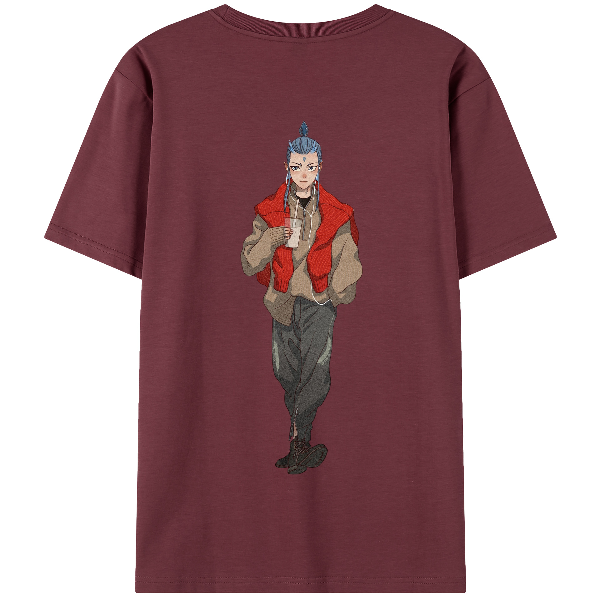 （画像用） Ne Zha 2 ナタ 魔童の大暴れ 綿100％半袖Tシャツ（背面プリント）